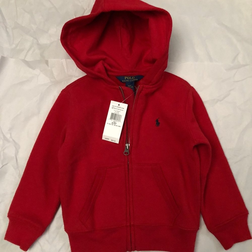 NWT Red Polo Sweatshirt with Zipper Boys 3/3T